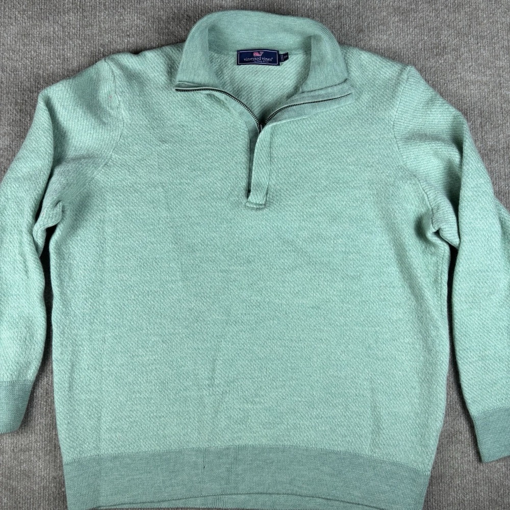 Vineyard Vines Women's 2XL 100% Extrafine Merino Wool 1/4 Zip Sweater Mint Green
